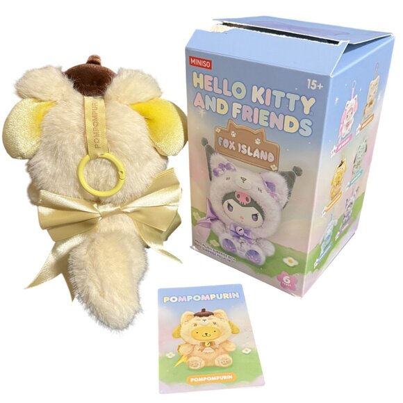 NWT Miniso Sanrio Fox Island Pompompurin Doll Keyring - Picture 3 of 4